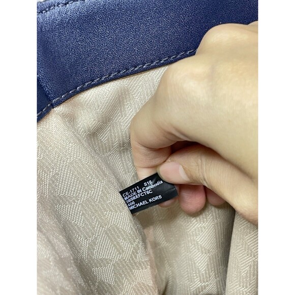 Michael Kors Navy Fulton Textured Canvas and Leather Trim Medium Tote - Picture 9 of 11